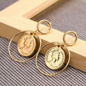 Vintage style Coins Pendant Drop Earrings jewelry